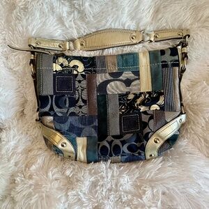 Coach Carly Denim Patchwork Shoulder Bag